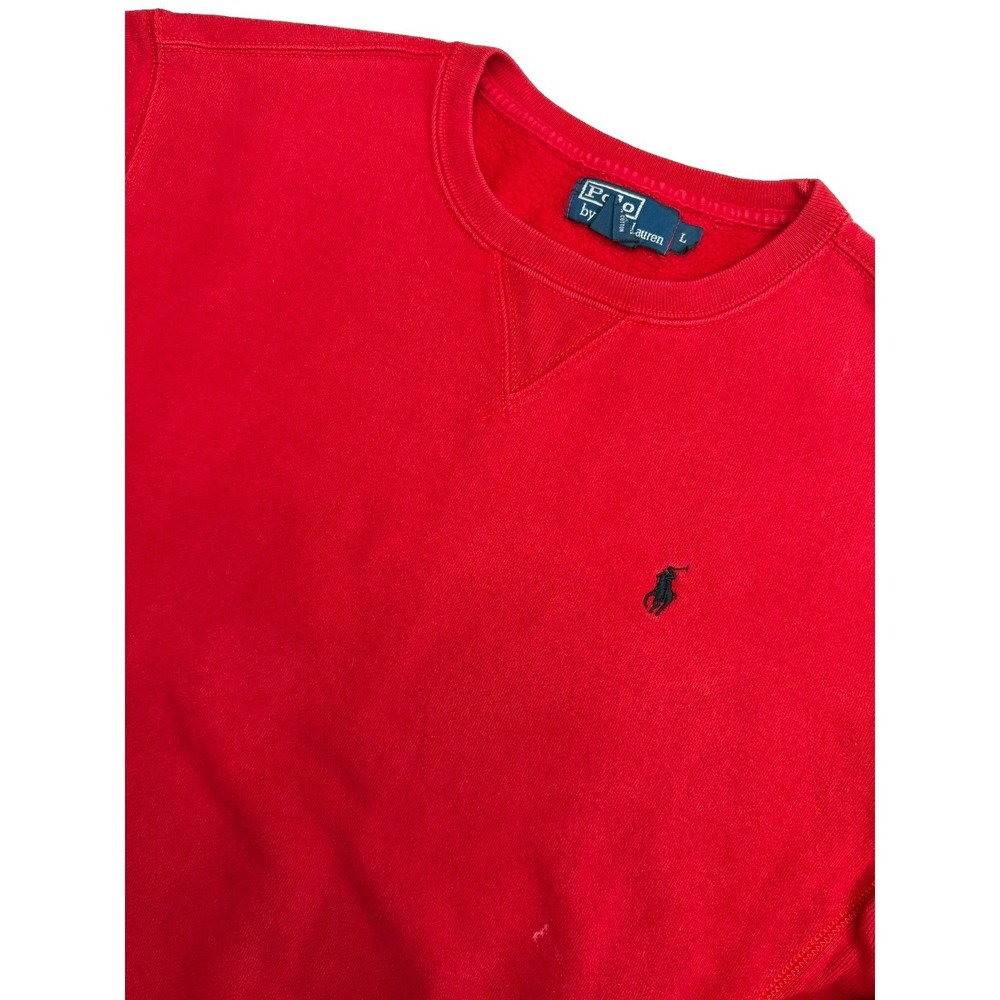 Vintage Ralph Lauren Polo Red Crewneck Men's Sweatshirt Size Large 90s Pony Logo